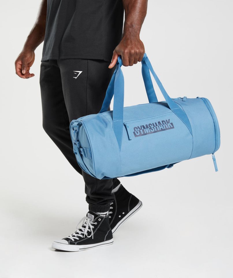 Gymshark Bold Barrel Sports Bag Blue | CA 35N0AD